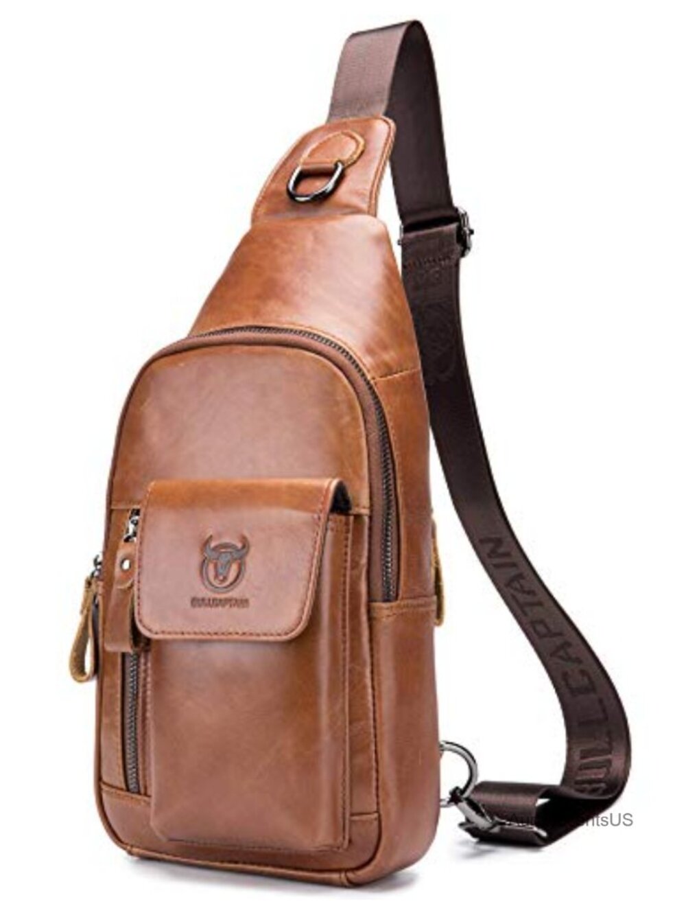 Genuine Leather Men's Crossbody Sling Bag Casual Daypack Travel Hiking
